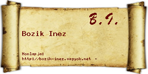 Bozik Inez névjegykártya